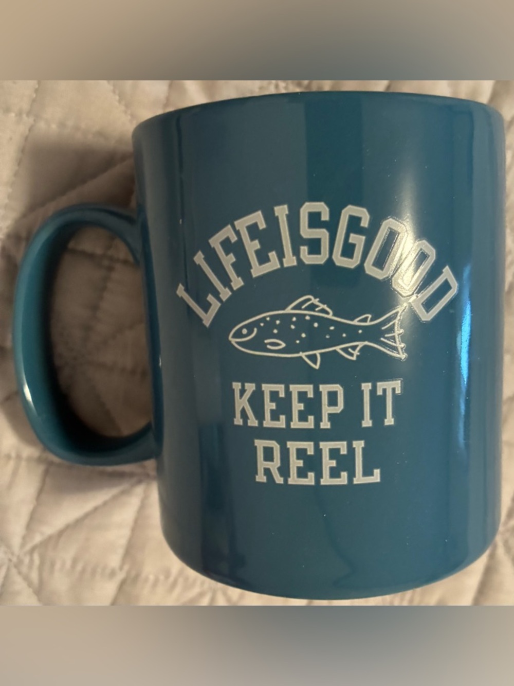 Keep it REEL Fishing Coffee Mug Cup Life is Good Ceramic LIFE IS GOOD Fish Sport